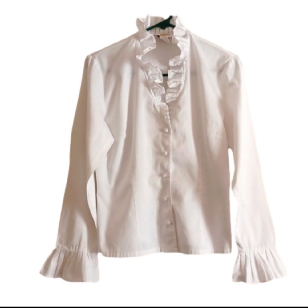 Elegant White Ruffle Blouse